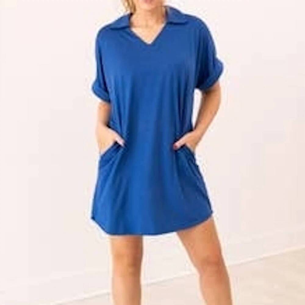 NEW GRACE + EMMA cara mini dress in royal blue